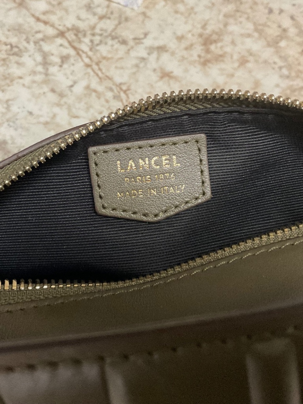 LANCEL MINI ZIP CROSSBODY BAG khaki/ gold - Picture 8 of 13